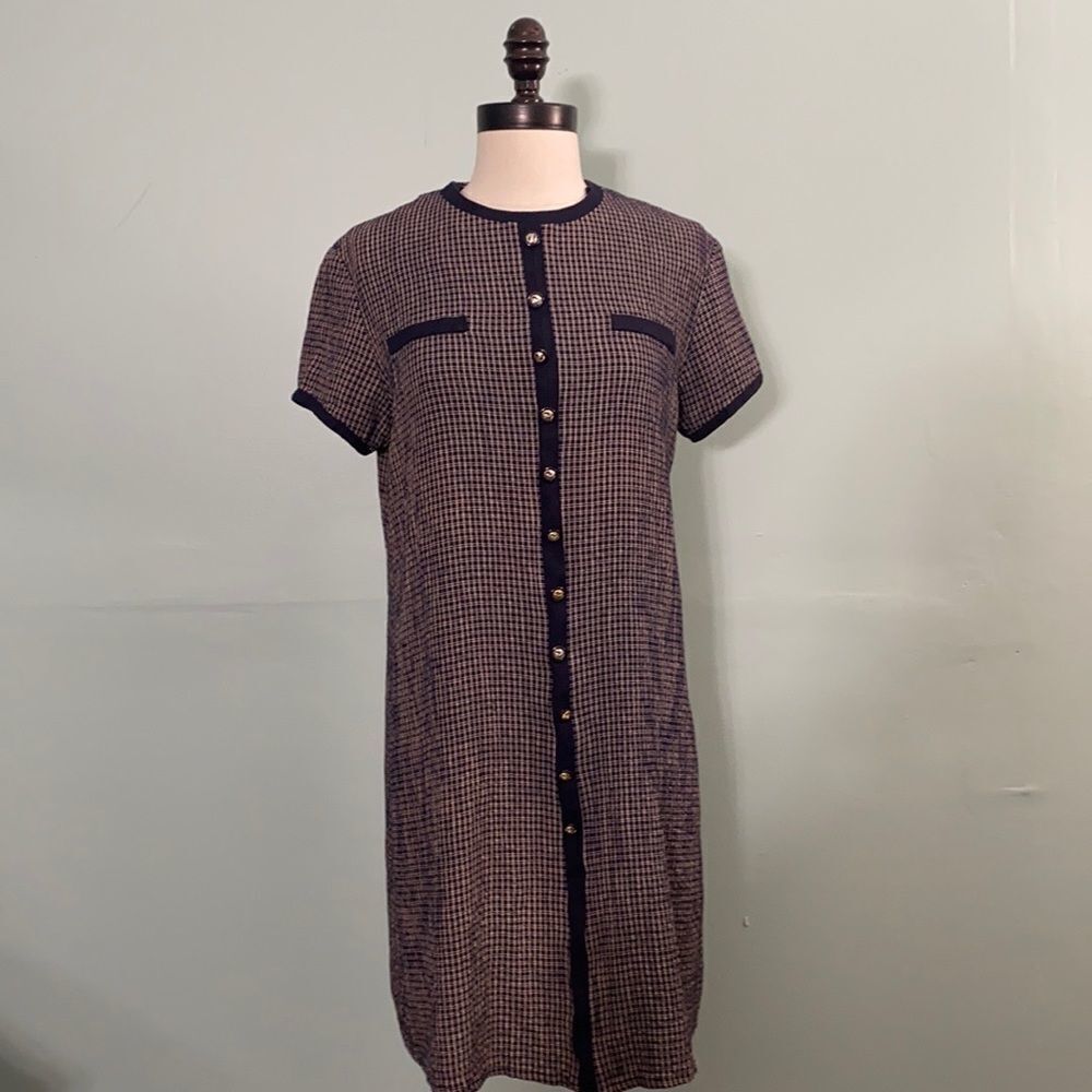 Vintage Plaid Button Front Dress